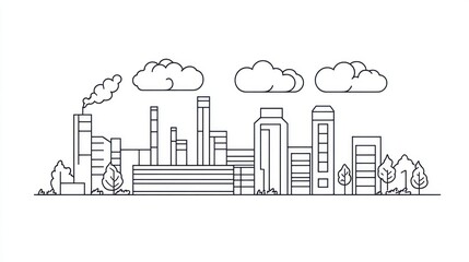 Naklejka premium Outline Industrial Cityscape
