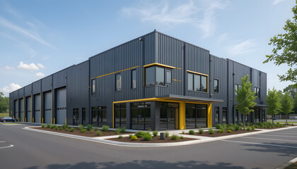 Obraz premium Modern Industrial Commercial Building with Contemporary Architecture