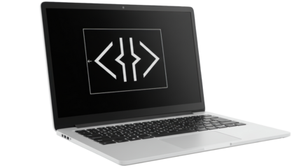Isolated Silver Laptop Computer Displaying Code Illustration