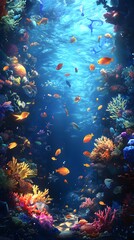 Naklejka premium Underwater coral reef vibrant fish (1)