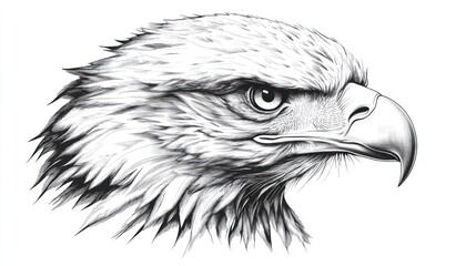 Majestic eagle head profile, white background, wildlife art, ideal for print