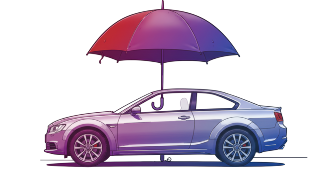 Isolated Car Under Umbrella for Insurance Concept