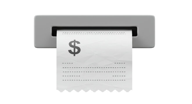 Isolated Receipt with Dollar Sign coming out from Slot