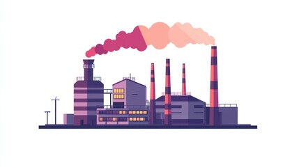 Obraz premium Industrial complex landscape illustration