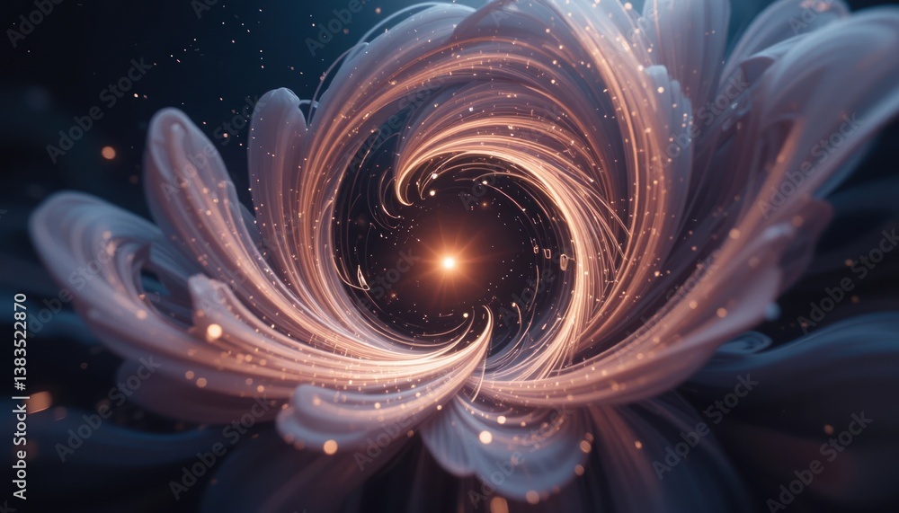 Poster dynamic swirling energy patterns abstract universe digital art cosmic environment close-up viewpoint