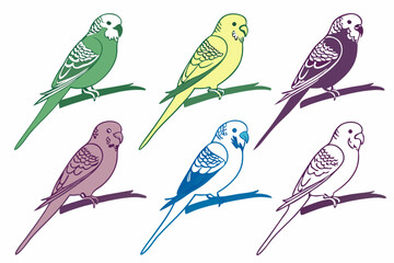 set of Budgerigar silhouette vector illustration