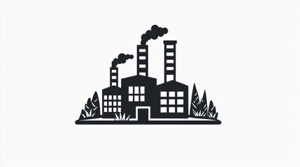 Fototapeta premium Industrial factory nestled in green forest background. Possible use Environmental impact of industry