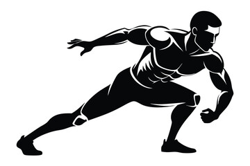 Muscular Man Silhouette in Action Pose Isolated 