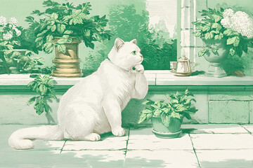 orange cat in the garden