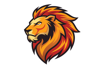 Lion Head Mascot Profile View with Golden Mane 