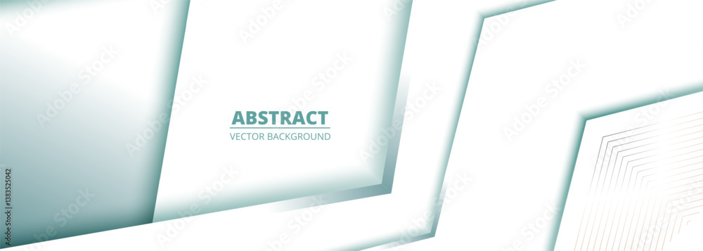 Poster white and soft turquoise abstract background with geometric shapes. wide 3d light business banner ve