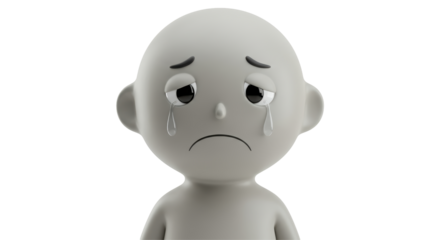 Isolated Cartoon Character Crying with Tears