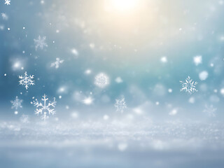 Fototapeta premium Natural Winter Christma creating a magical and all to enjoy no people christmas card snowing greeting card blue background. ai