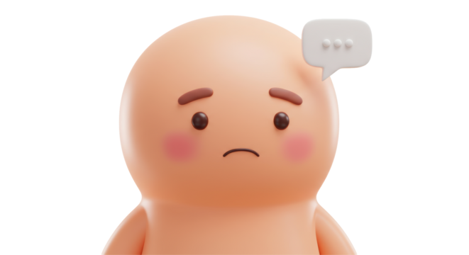 Isolated Sad Cartoon Character with Speech Bubble