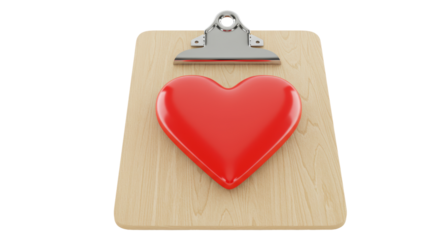 Isolated Wooden Clipboard with Heart Icon Expressing Love