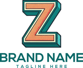 Vintage style letter Z logo with an ornamental frame. Generative AI.