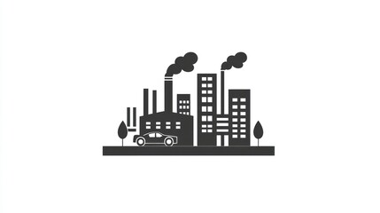 Obraz premium Industrial Cityscape Silhouette, Urban Background, Minimalist Design, Stock Photo