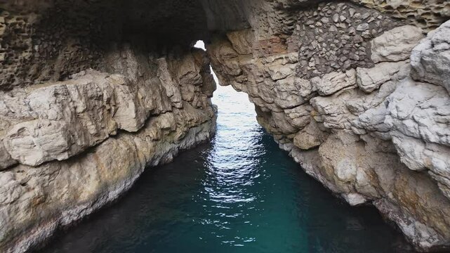 Bagni della Regina Giovanna Sorrento. Characteristic natural pool of the Sorrento coast with ruins from the Roman era
