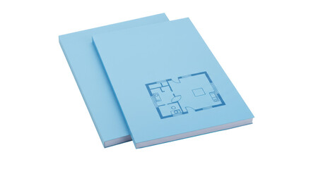 Isolated Architectural Blueprint Books with Floor Plan