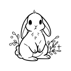adorable rabbit with floral decoration