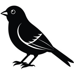 Vector illustration of a bird on a branch in silhouette style