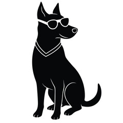 Black and white cartoon cat silhouette vector illustration