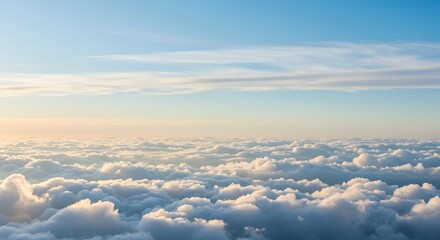 Naklejka premium Golden Hour Above the Cloudscape AI Generated