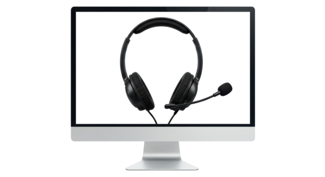 Isolated Computer Monitor Displaying Headphones
