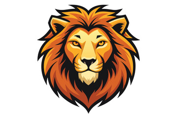 Cartoon Lion Head Mascot with Detailed Mane, Vibrant Color 
