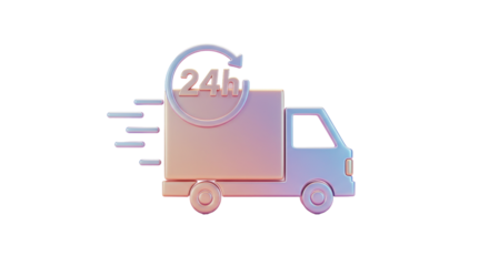 Isolated 3D Delivery Truck with 24h Symbol