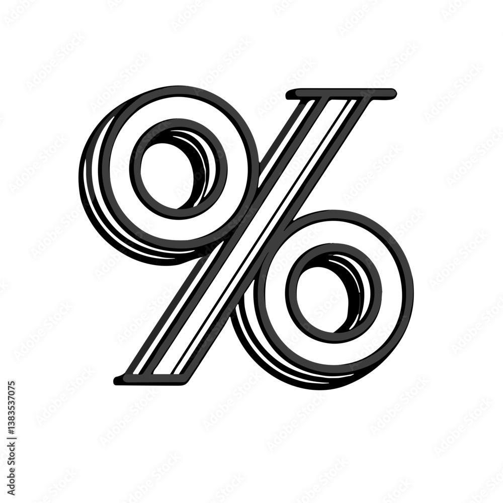 Poster elegant and clean percentage icon with floating 3d effect in minimalistic style