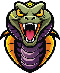 Aggressive Cobra Head Mascot Logo, Vector Icon Illustration