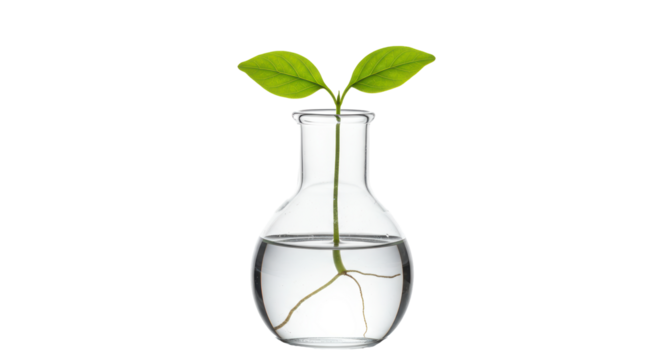 Isolated Plant in Flask for Science Experiment