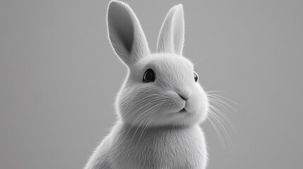 Obraz premium Cute white rabbit with expressive features.