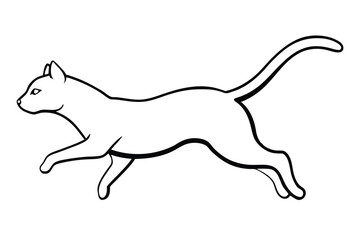 Sleek Outline of a Cat Leaping Forward with Grace, 
