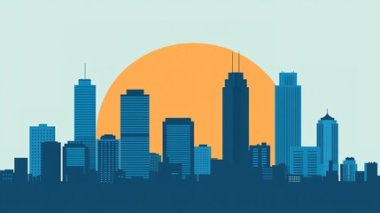 Obraz premium Downtown skyline sunset view gigapixel quality image urban landscape vibrant city environment eye-level perspective