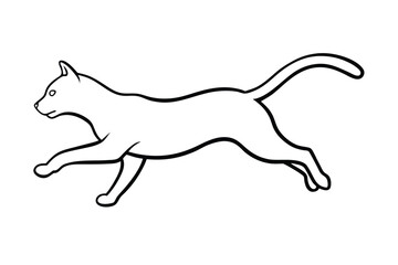 Fototapeta premium Leaping Cat with Black Outline on Transparent Background Clipart