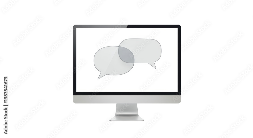 Fototapete isolated modern computer monitor displaying speech bubbles on screen
