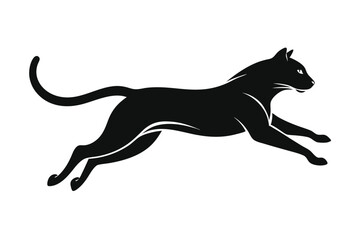 Silhouette of a Black Feline Leaping with Grace