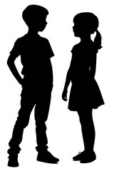 Set of kids boy and girl silhouette isolated on white background