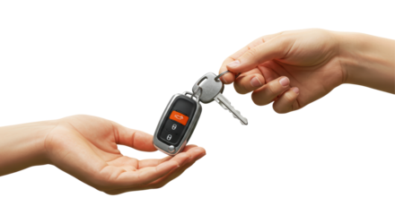 Isolated Hand Exchanging Car Keys for Ownership