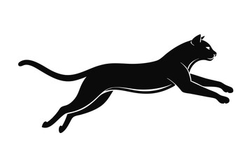 Black Puma Leaping Silhouette 