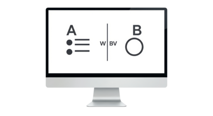 Isolated Computer Screen Displaying A vs B Comparison Chart