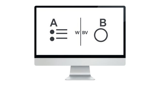 Isolated Computer Screen Displaying A vs B Comparison Chart