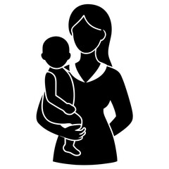 Mother and Baby silhouette vector illustration
