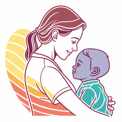 Mother and Baby silhouette vector illustration