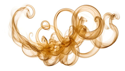 Swirling Golden Smoke Pattern on White Background for Graphic Design Projects