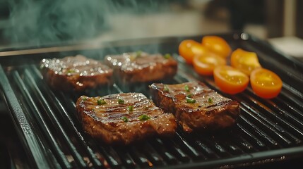 Electric barbecue grill close up at domestic kitchen