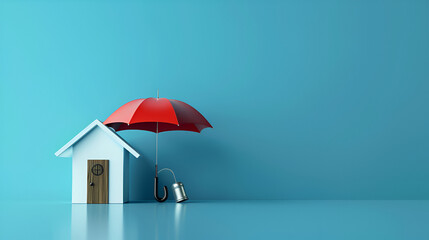 Home protected by umbrella safety concept