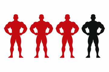 set of Bodybuilder silhouette vector illustration